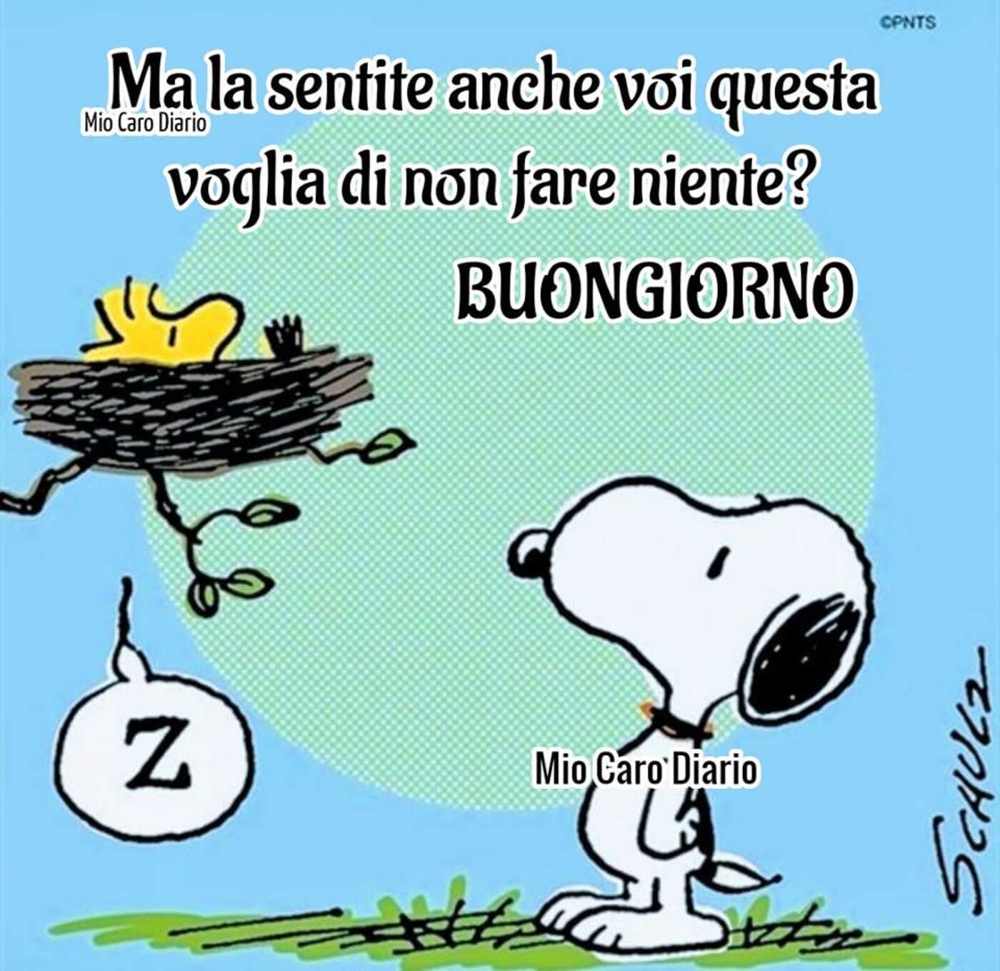 Ma la sentite anche voi questa voglia di non fare niente buongiorno Snoopy